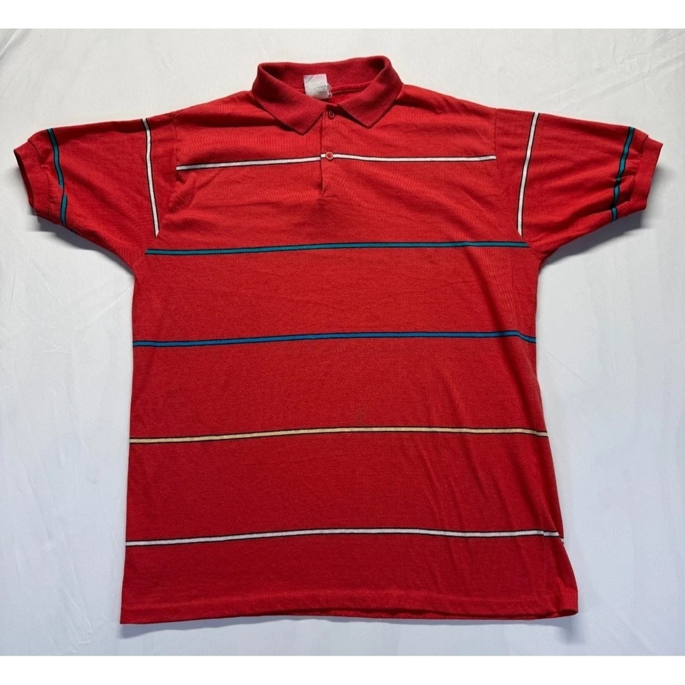Le Tigre Tallman Polo‎ Shirt Mens XL Red Multi Horizontal Striped Golf Tennis